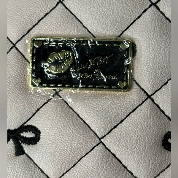 Luv Betsey By Betsey Johnson Pink Black Large Bag Bows Tote Quilted Y2K‎ Quirky - Image 13