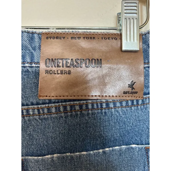 One Teaspoon Sz 26 Rollers Low Rise Cut Off Denim Blue Jean Hot Short Shorts - Image 4