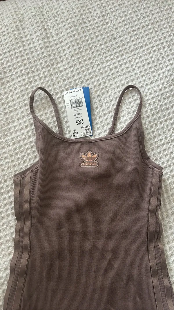 Adidas NWT chocolate brown scoop neck spaghetti strap body suit - Image 4