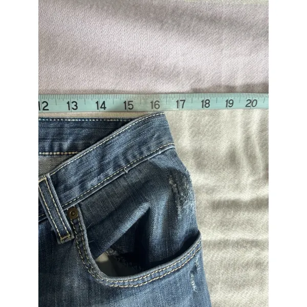 Wrangler Rock 47 Med Wash Boyfriend Fit‎ Jeans Mid Rise Size 33x33 Distressed - Image 5