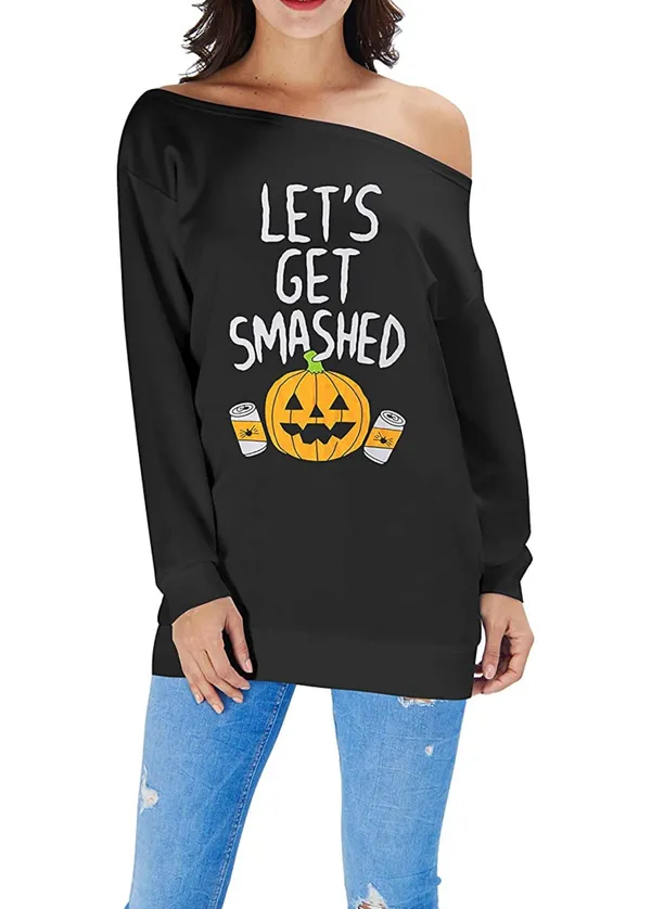 Loveternal Women Halloween Sexy One Off-Shoulder Casual Dress T-Shirt, XXL - Image 4
