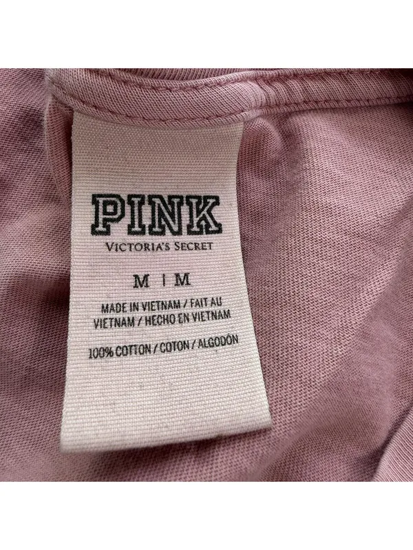Victoria’s Secret PINK Long Sleeve Shirt Womens M Pink Stripe Logo Pocket Tee - Image 4