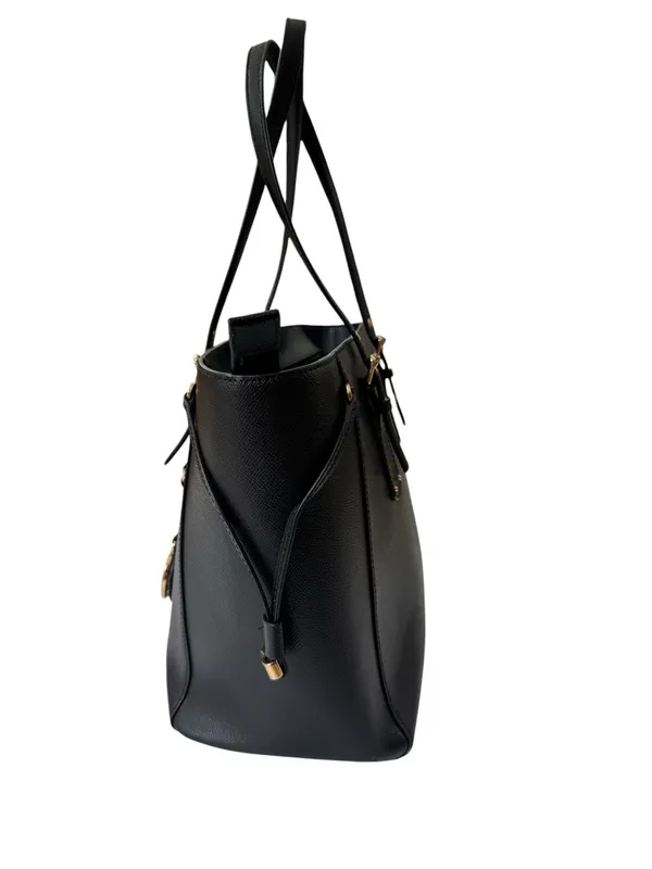Michael Michael Kors Voyager Medium Crossgrain Leather Tote Bag Black - Image 4
