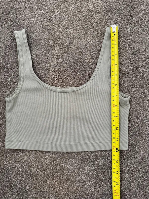Sage Ribbed Scoop Neck Crop Tank Top Green - Image 3