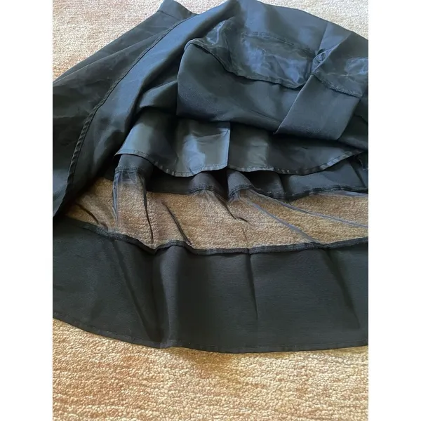 EXPRESS Black A-Line Midi SKIRT with Sheer Panel Details Size XS NWOT - Image 10