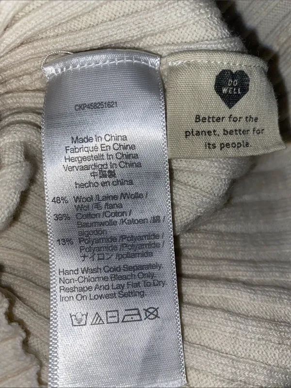 Madewell Cream Ribbed Wool Cotton blend V-Neck Button Front Cardigan - Image 4
