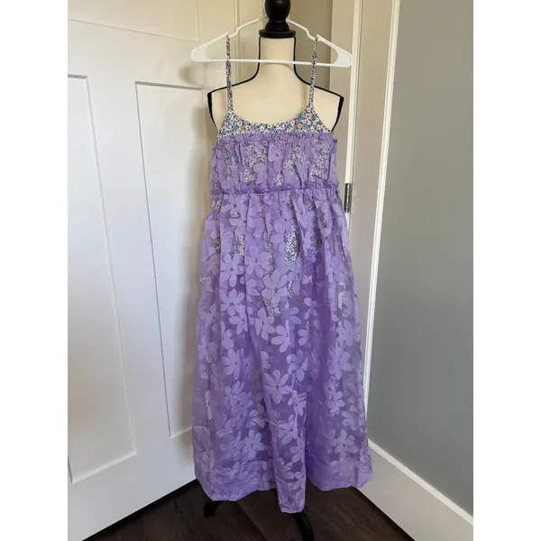NEW For Love & Lemons Villegas Dress Floral Purple Lace Midi Dress Womens Small - Image 6