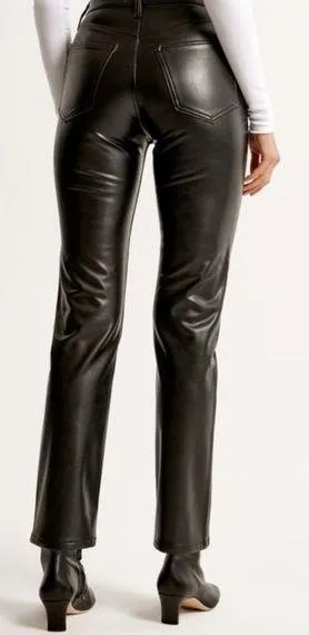 Abercrombie & Fitch Mixed Fabric Ultra High Rise Ankle Straight Jean - Image 2