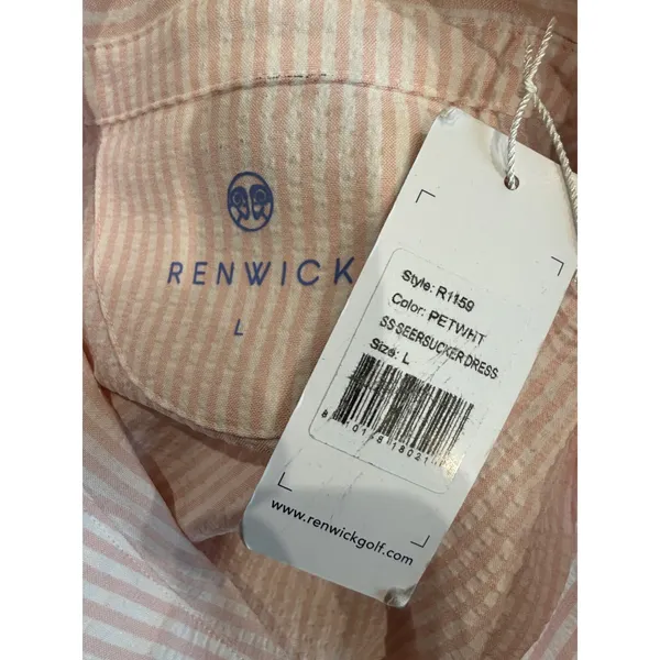 Renwick Sport Pink Stripe Seersucker Court Dress Large Tennis Preppy Coastal - Image 9
