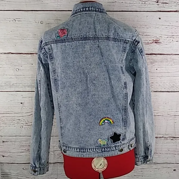 Honey Punch Patch Denim Jean Jacket Sz S - Image 8