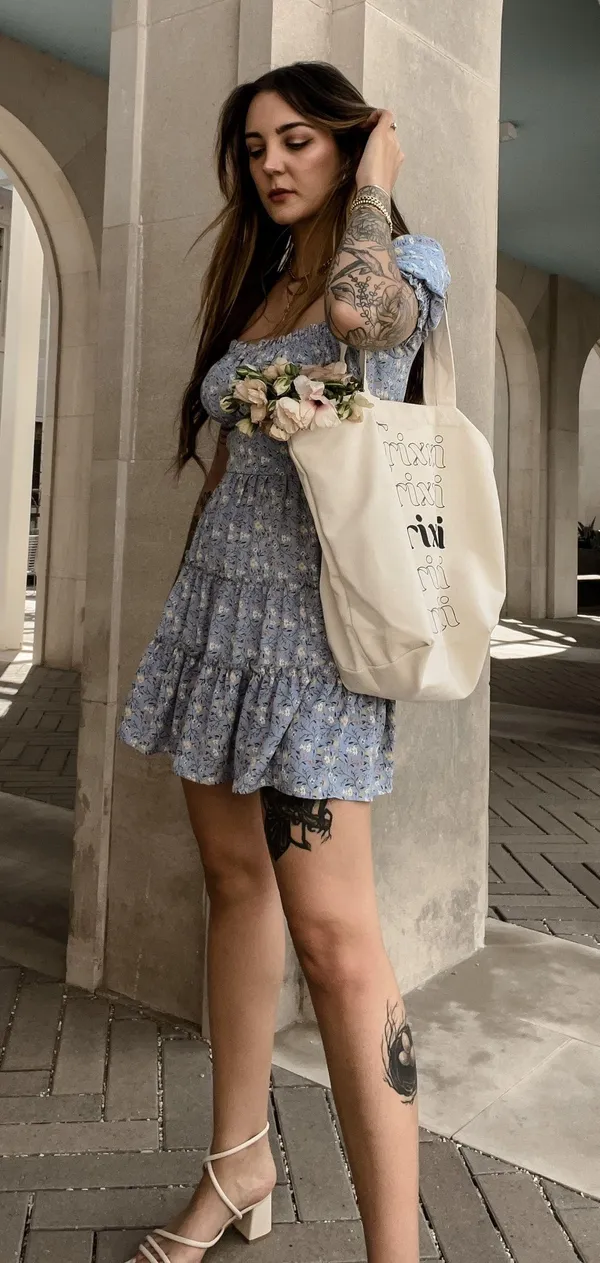 Trixxi Blue Floral Mini Dress - Image 3