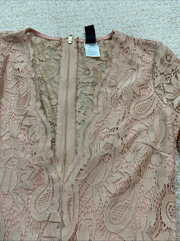 Windsor Long Sleeve Lace Bodycon Dress in Blush Size XS 90% Nylon - Image 16