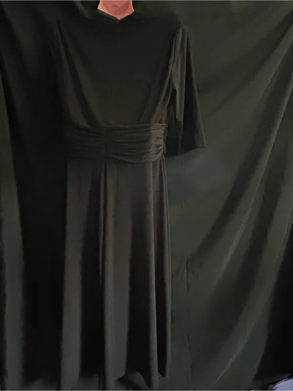 Jones New York Black V-Neck Draped Waist Women's Dress SZ 14 - Image 7