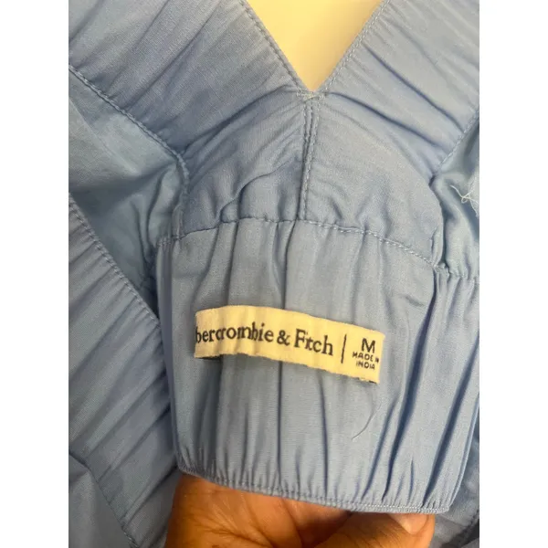 Abercrombie & Fitch Women’s Ruffled Crop M Blue - Image 5