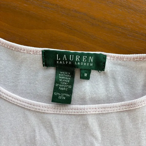 2000s Vintage Lauren Ralph Lauren Pink Cotton Baby Tee Rhinestone Logo‎ Medium - Image 9