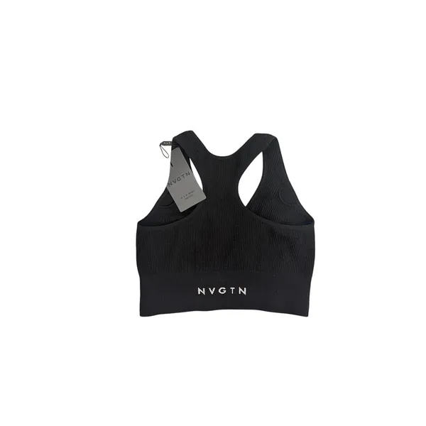 NWT NVGTN Ruched Front Racerback Seamless Sports Bra Black Size Small - Image 2