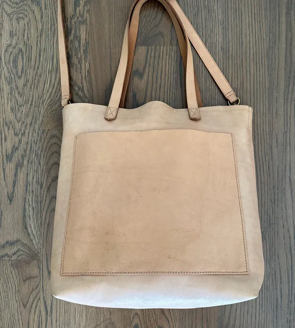 Madewell The Medium Transport Bag Tan Natural Crossbody Leather Tote Purse Bag - Image 3