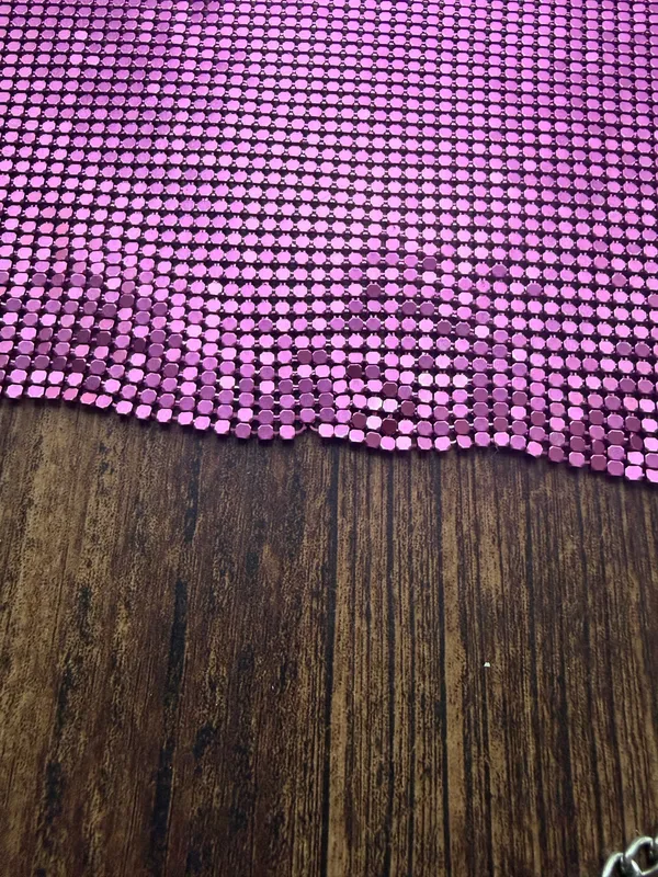 Women’s Pink Metal Sparkly Cowl Neck Backless Halter Crop Top - Image 4