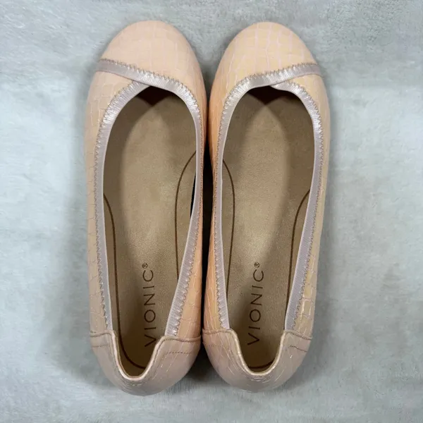 Vionic Caroll Peach Croc Patent Leather Ballet Flats Orthotic Shoes Womens 7 - Image 7