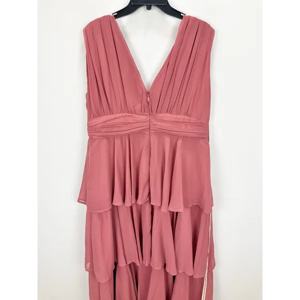 Lulus Amazing Evening Dark Rose Pink Tiered Maxi Dress Chiffon Formal 1X NWT - Image 8