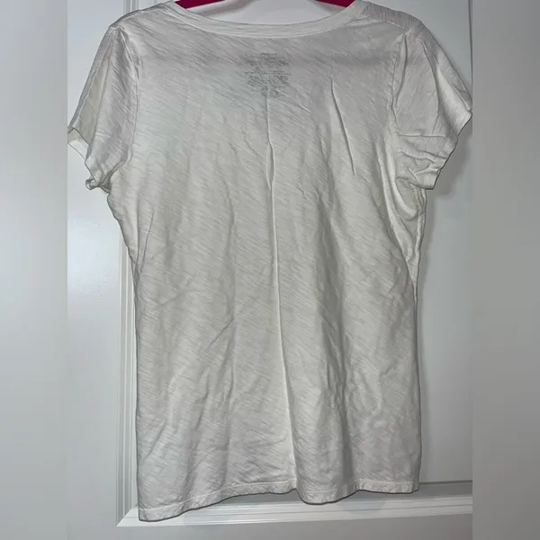 Patagonia Women’s White V-Neck Mesh Short Sleeve Basic Casual T-Shirt Size Large - Image 2
