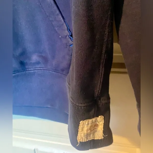 Vintage American Eagle Outfitters Blue Long Sleeve Hooded Sweatshirt - Image 5