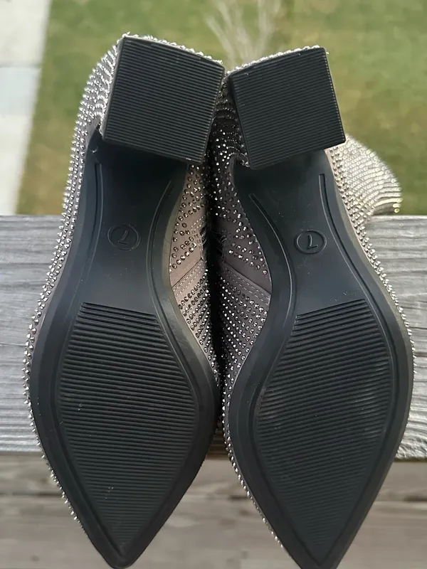 a new day Black Rhinestone Ankle Booties with Block Heel - Image 6