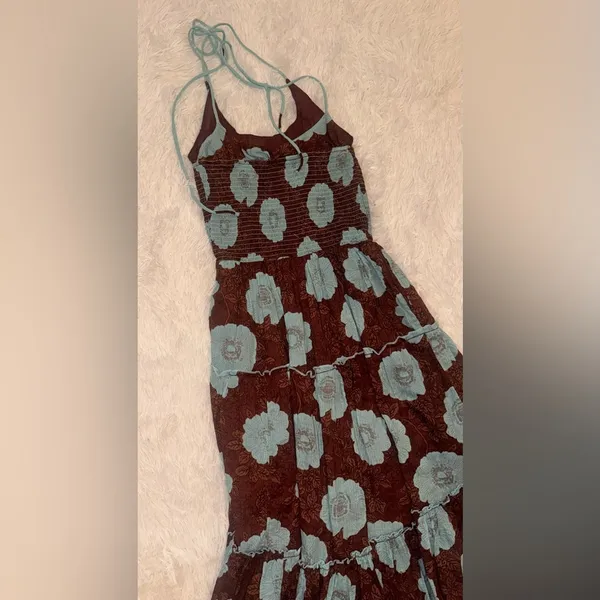 NEW Free People adriel floral print knee length cami dress in nutmeg sz M - Image 4