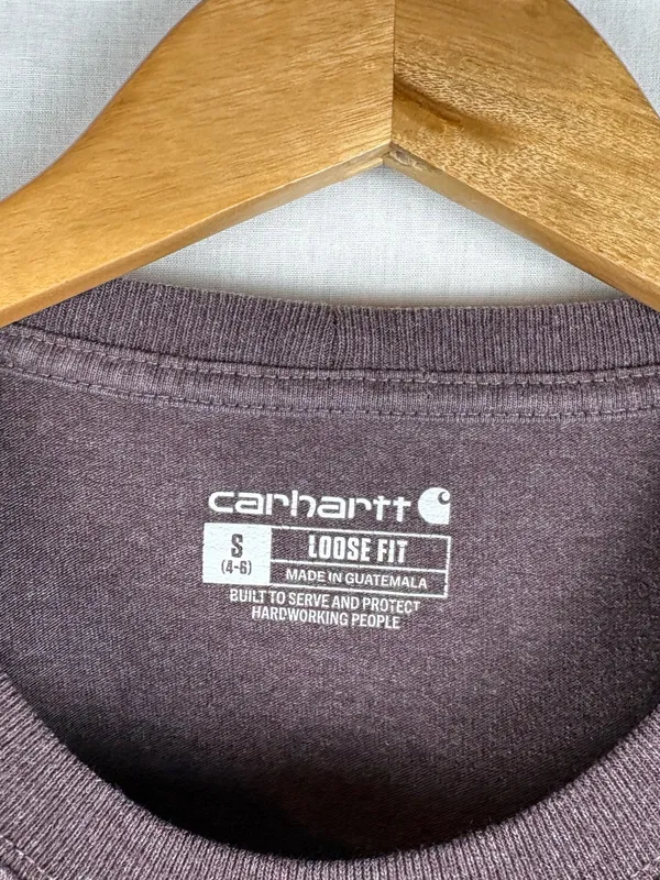 Carhartt Women's Loose Fit Heavyweight Maroon Logo T-Shirt Size S - Image 3