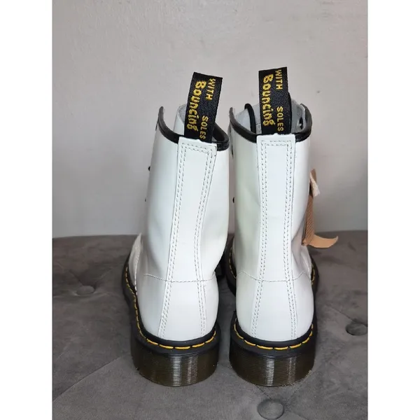 Dr. Martens White Lace-Up Women's Combat Boots with Black Laces - Image 3