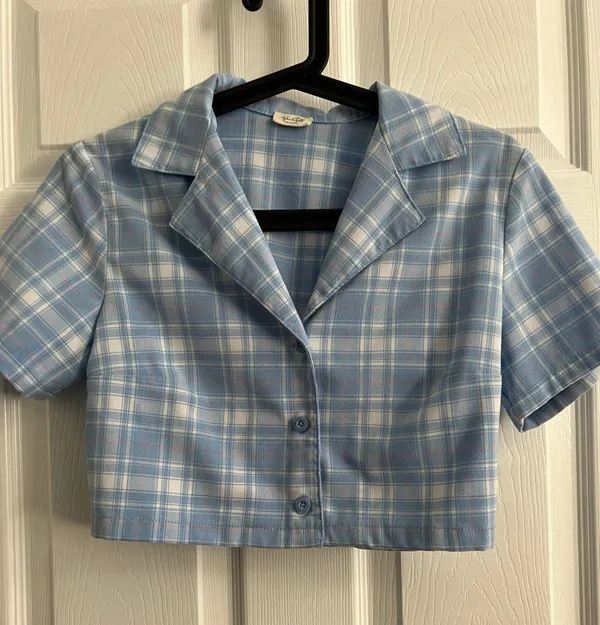 Plaid Button Down Crop Too - Image 2