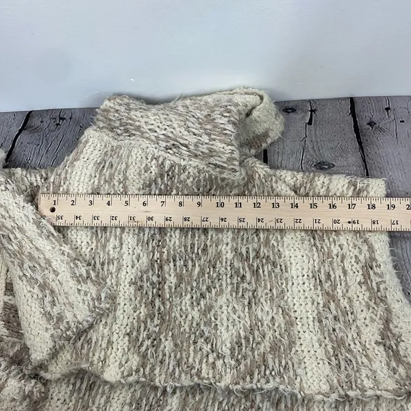 Sleeping On Snow Sweater Womens Beige Cardigan Open Asymmetrical Flowy XS - Image 14