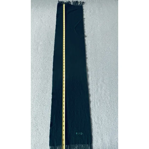 Vintage FENDI Green 100% Wool Muffler Scarf – Made in Italy - Image 5