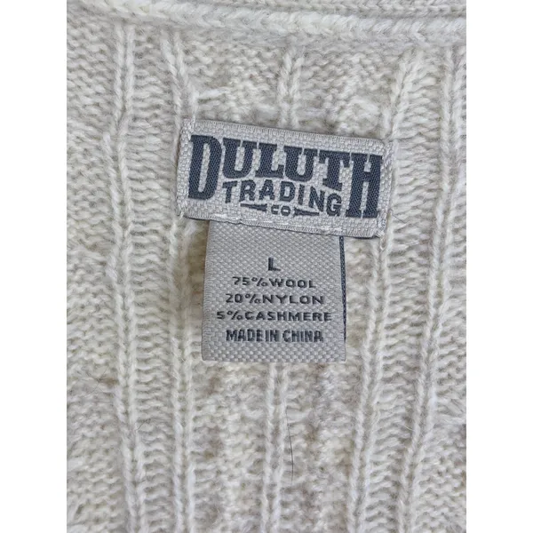 Fisherman Cable Knit Wool Cashmere Long Cardigan Cream Duluth Trading Co L - Image 3
