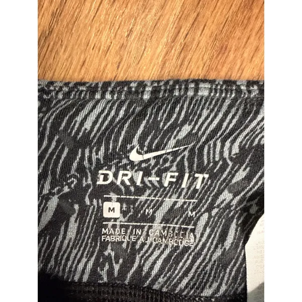 Nike Running‎ Dri-FIT Leggings women's Medium Black Grey Abstract Wave - Image 5