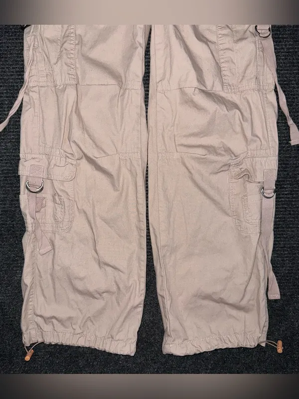 Aeropostale Parachute Cargo Pants Khaki Baggy Streetwear XS Y2K Gorpcore Strappy - Image 5