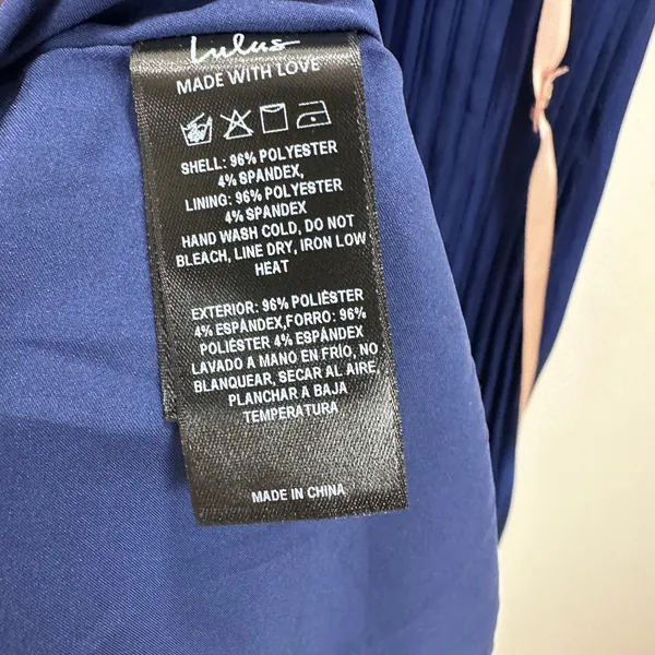 Lulus Elkay Navy Blue Pleated Satin Drop Waist Maxi Dress Formal Glam XS NWT - Image 10