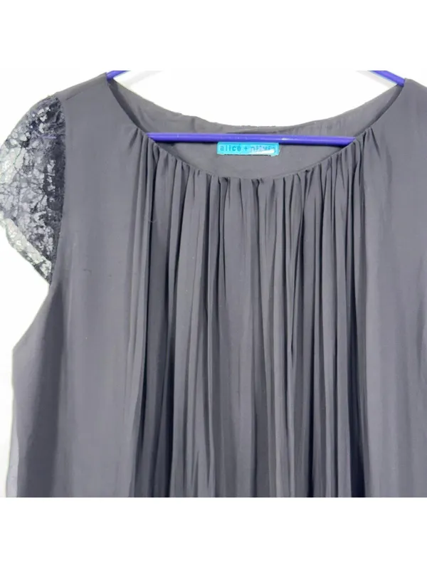 Alice + Olivia Black Lace Sleeve Blouse – Size M - Image 2
