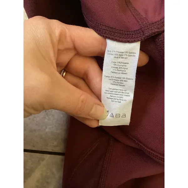 Alo Yoga Burgundy High Waist Mesh Panel Crop Leggings W5475R Size Small - Image 10