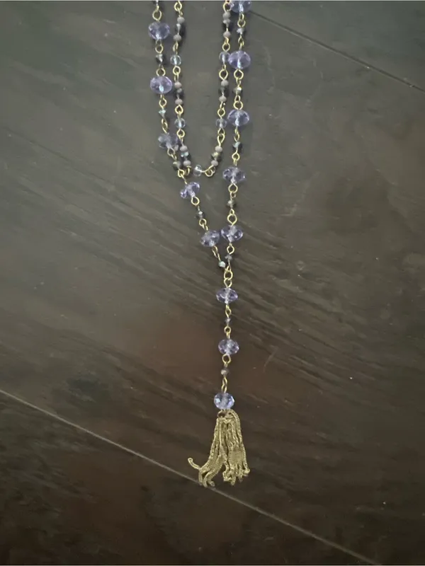 Stephan &co. Cute Gold-Tone Necklace with Purple Beads fringe - Image 3