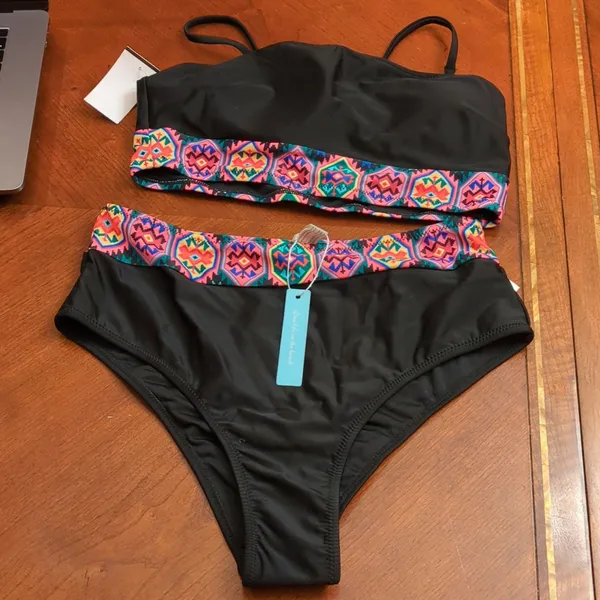 Live life on the beach size Medium bikini Set Black - Image 3