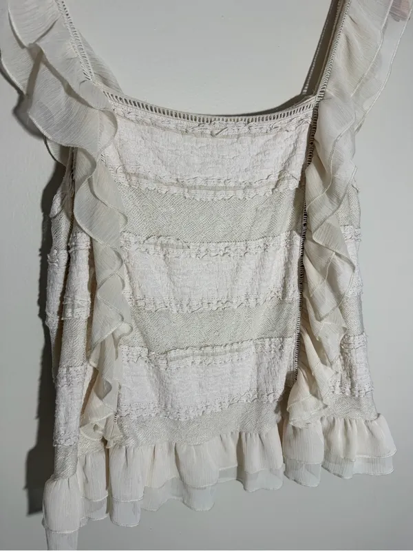 Anthropologie Ruffle Lace Trim Blouse - Image 4