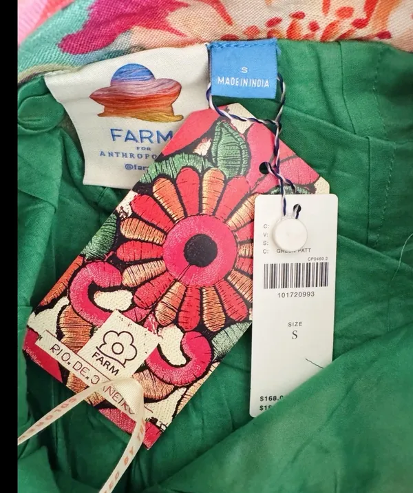 Farm Rio Tie-Front Linen Blend Floral Wide-Leg Pants, Size S - Image 12
