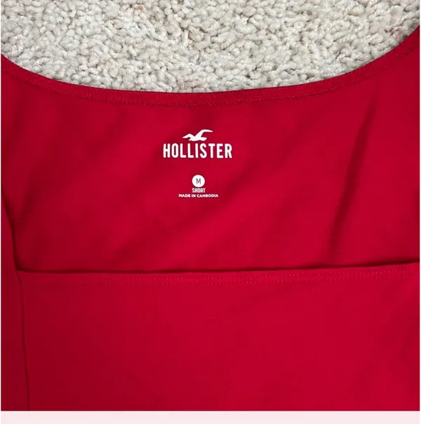 Hollister Red Cropped Square Neck Baby Tee - Image 2