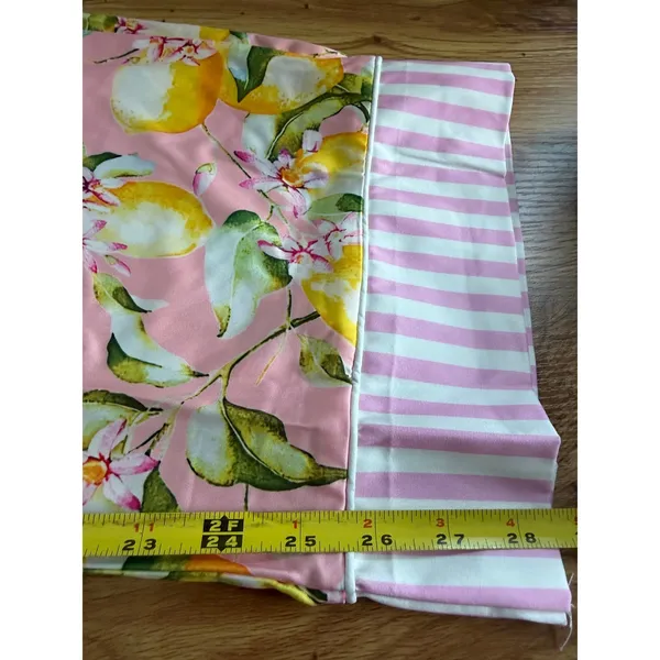 Pink Lemon Print Pajama Set Button Down Long Sleeve Pants Small - Image 14