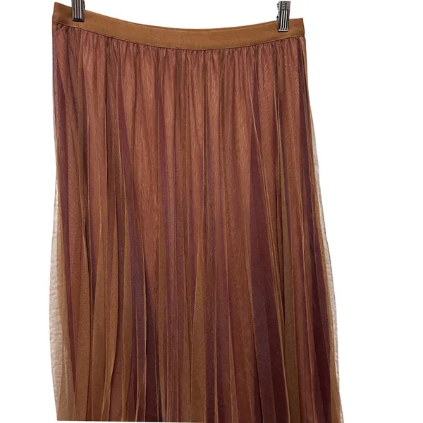 Hem And Thread Women Whimsy Fairy Skirt‎ M Brown Burgundy Tulle Pleated Romantic - Image 3
