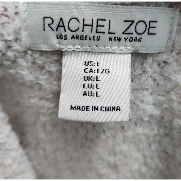Rachel Zoe Sweater Womens Size L‎ Light Beige Crew Neck Textured Knit Cozy Chic - Image 4