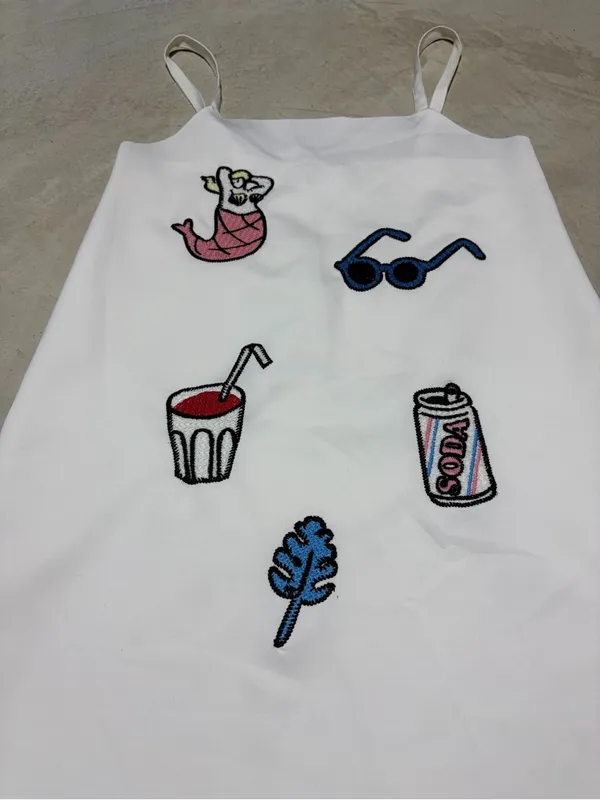 Zara trafaluc summer patches white dress medium - Image 2