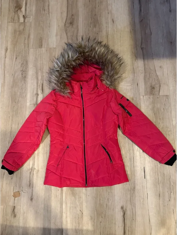 **SALE TODAY ONLY** DKNY pink hooded puffer jacket with faux fur trim - Image 4