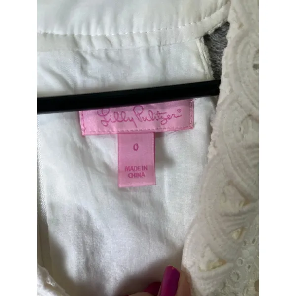 Lilly Pulitzer White Textured Embroidered Sheath Dress Sleeveless Women's Size 0 - Image 5